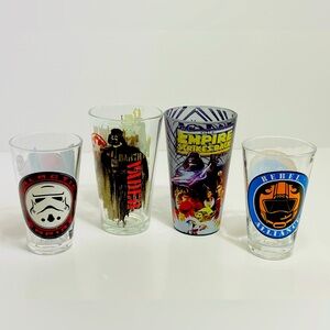 Star Wars Set Of 4 Drinking Glasses - 2 Large 16oz And 2 Smaller 10oz Glasses